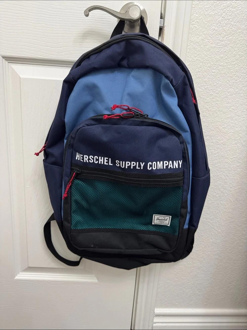 Herschel Supply Company Navy, Light Blue & Teal Men's Backpack with Red Accents
